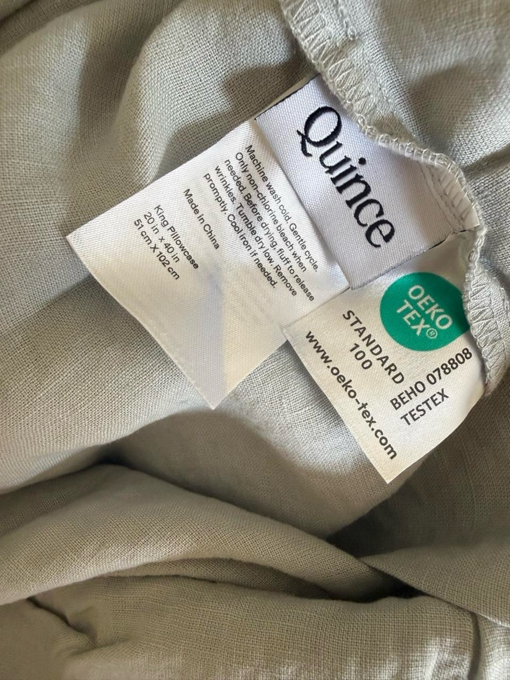 Split king Quince European linen sheet set in mist 214 retail - Picture 8 of 8